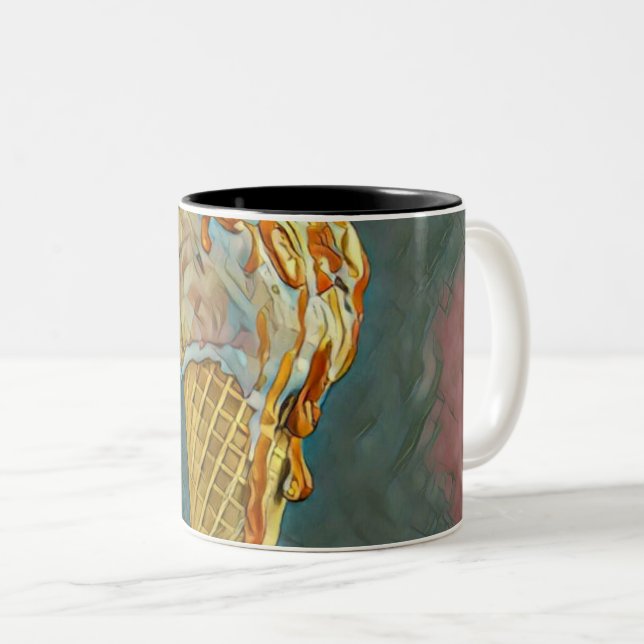 Taza Bicolor Cono de helado de chocolate fundido (Anverso derecho)