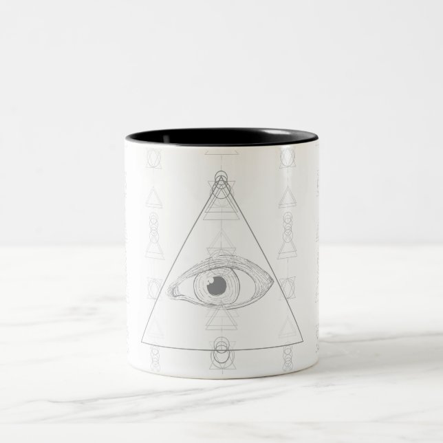 Taza Bicolor Conocimiento oculto ocular secreto geométrico esot (Centro)