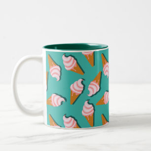 Taza Bicolor Conos de gofre helado y patrón de yogur congelado