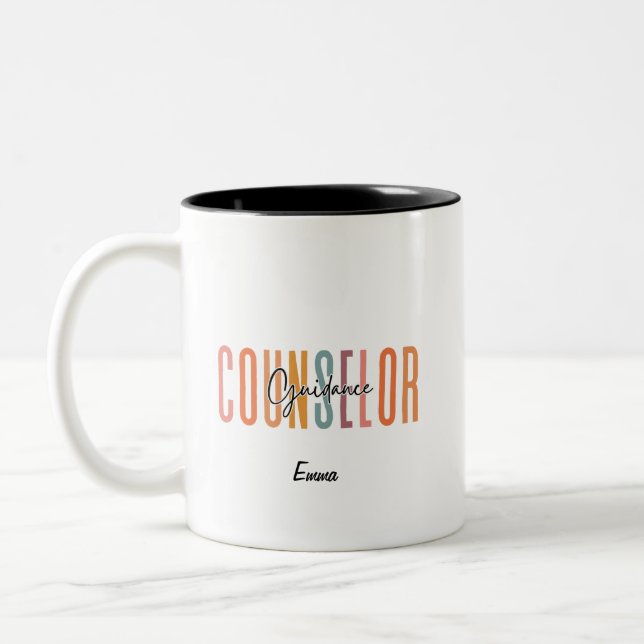 Taza Bicolor Consejero de Orientación Escolar Personalizado (Izquierda)