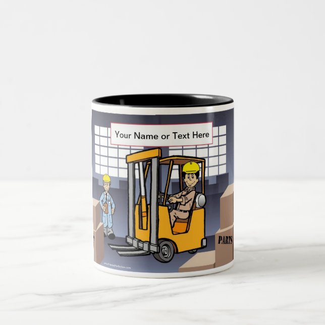 Taza Bicolor Controlador de carretillas elevadoras personalizad (Centro)