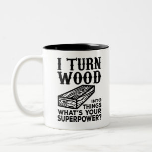 Taza Bicolor Convierto madera en cosas, ¿cuál es tu superpode