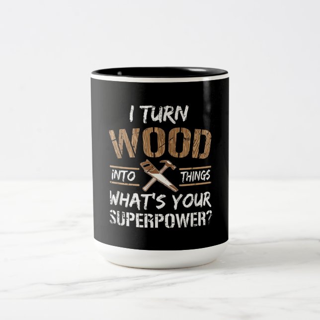 Taza Bicolor Convierto madera en cosas de carpintería (Centro)