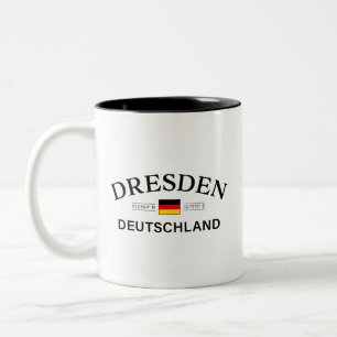 Taza Bicolor Coordenadas de Dresde Alemania Alemán