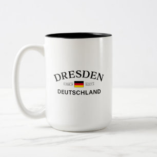 Taza Bicolor Coordenadas de Dresde Alemania Alemán