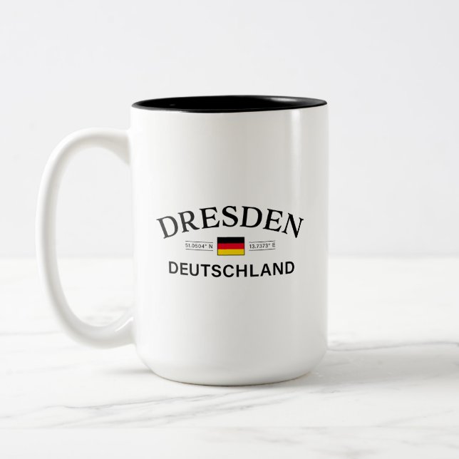 Taza Bicolor Coordenadas de Dresde Alemania Alemán (Izquierda)