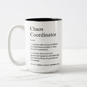 Taza Bicolor Coordinador de caos definición divertida de gerent