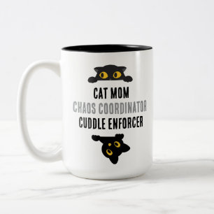 Taza Bicolor Coordinadora de Caos Mamá Gato Cita Divertida Humo