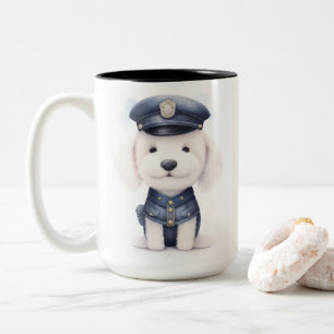 Taza Bicolor Cop de caniche en acción... resolviendo problemas