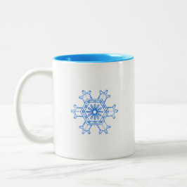 Taza Bicolor Copo de Nieve Azul
