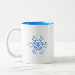 Taza Bicolor Copo de Nieve Azul