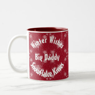 Taza Bicolor Copo de nieve blanco sobre rojo