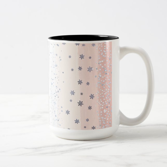 Taza Bicolor Copo de nieve de invierno de Navidad (Derecha)