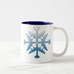 Taza Bicolor Copo de nieve de los aviones B-52