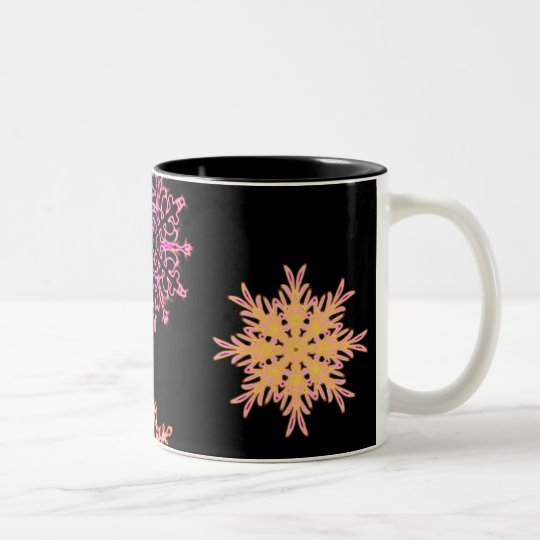Taza Bicolor Copos de nieve en negro