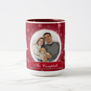 Taza Bicolor Copos de nieve y día de fiesta del rojo de Frost