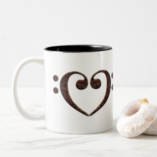 Taza Bicolor Copper Doble Bass Clef Heart Music Lover
