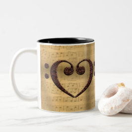 Taza Bicolor Copper Doble Bass Clef Heart Music Lover