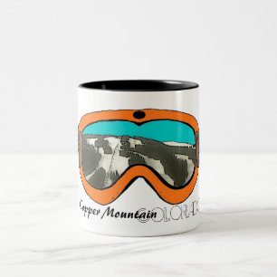 Taza Bicolor Copper Mtn Colorado naranja nieve goggle coffe taz