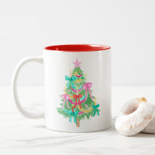 Taza Bicolor Coqueta color agua dobla árbol de Navidad