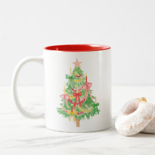 Taza Bicolor Coqueta color agua dobla árbol de Navidad