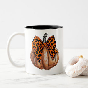 Taza Bicolor Coqueta de Halloween Retro con Lazo de Calabaza Es