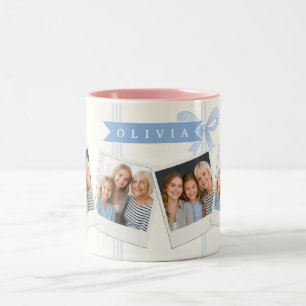 Taza Bicolor Coqueta de lazo azul personalizado estético de nom
