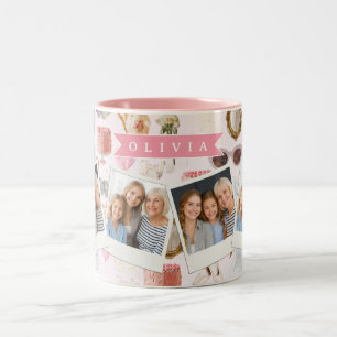 Taza Bicolor Coqueta Personalizada Rosa Vintage Femenina