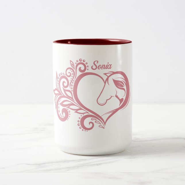 Taza Bicolor Coquette Chica de Caballo Rosa Feminine Elegine (Centro)