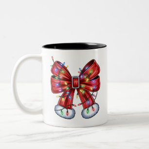 Taza Bicolor Coquette Navidad Alegre Equipo Familiar a Juego