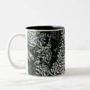 Taza Bicolor Coral negro y blanco I Foto abstracta de la natura