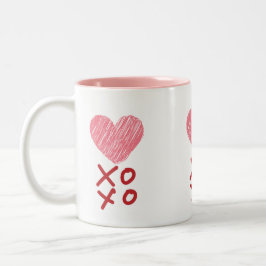 Taza Bicolor Corazón, abrazos y besos cerdos XOXO