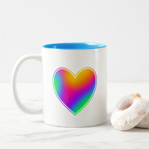 Taza Bicolor Corazón arcoiris