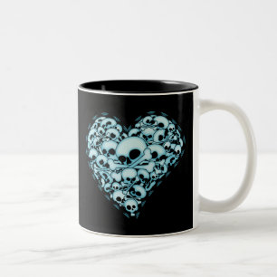 Taza Bicolor Corazón azul del cráneo