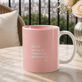 Taza Bicolor Corazón Blanco y Rosa Inspirador con Cita