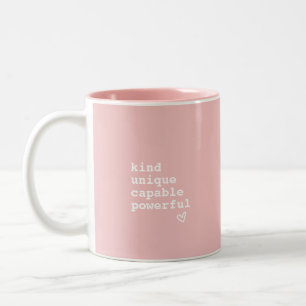 Taza Bicolor Corazón Blanco y Rosa Inspirador con Cita
