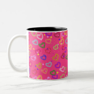 Taza Bicolor Corazón Colorido Lindo
