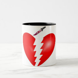 Taza Bicolor Corazón con Cuchillo