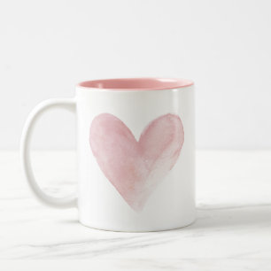 Taza Bicolor Corazón de color de agua color rosa San Valentín