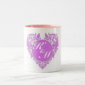Taza Bicolor Corazón de Damasco Blanco y Rosa de HeartyParty