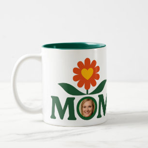 Taza Bicolor Corazón de flores de mamá de foto