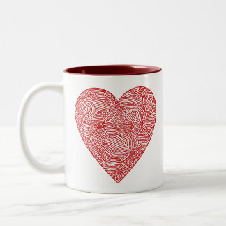 Taza Bicolor Corazón de huella digital
