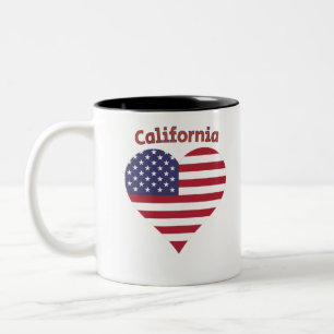Taza Bicolor Corazón de la bandera americana de California