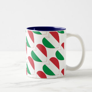 Taza Bicolor Corazón de la bandera de Italia con baldosas