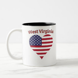 Taza Bicolor Corazón de la bandera estadounidense de Virginia O