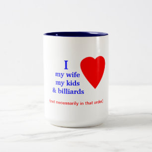 Taza Bicolor Corazón de los billares I mi esposa