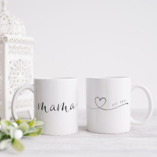 Taza Bicolor Corazón de Mama Script Regalo de mamá Simple Per