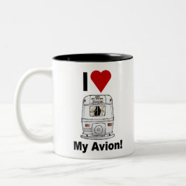 Taza Bicolor corazón de mi Avión trasero