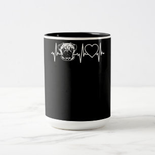 Taza Bicolor Corazón de perro de pug cutáneo Perro de pug de
