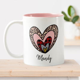 Taza Bicolor Corazón de San Valentín de impresión de leopardo r